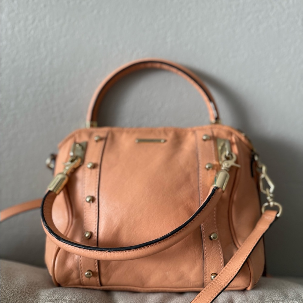 (SOLD)Rebecca Minkoff Orange Leather satchel Crossbody Handbag gold hardware